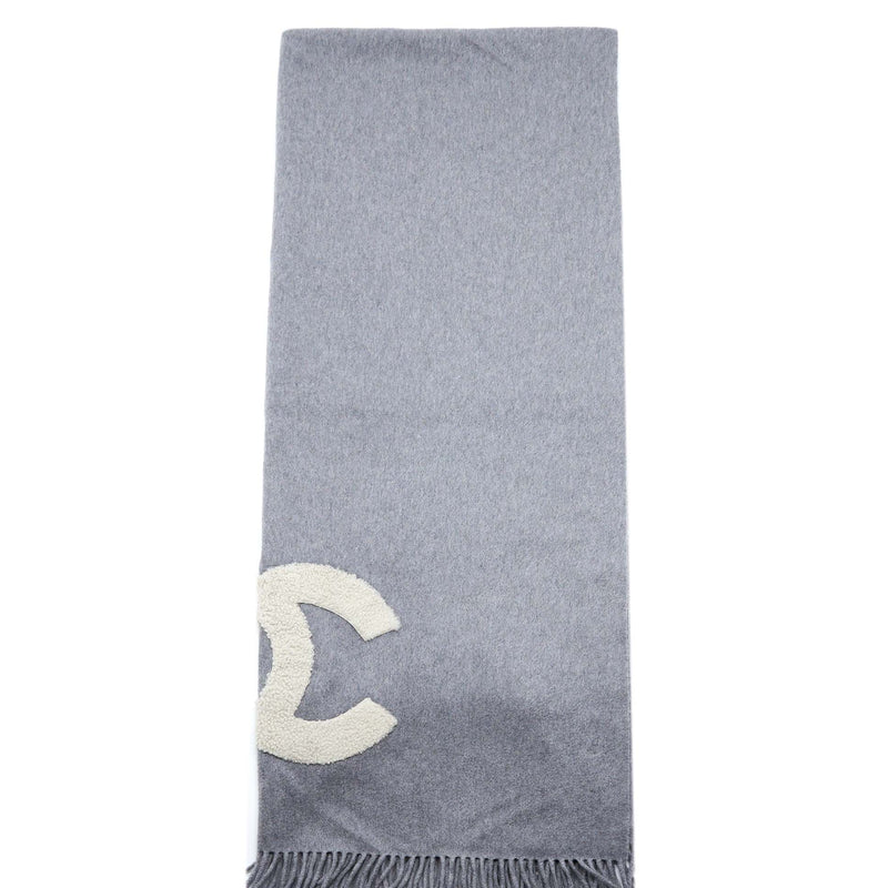 Chanel CC Logo/Letter Scarf/Shawl Cashmere Grey/White