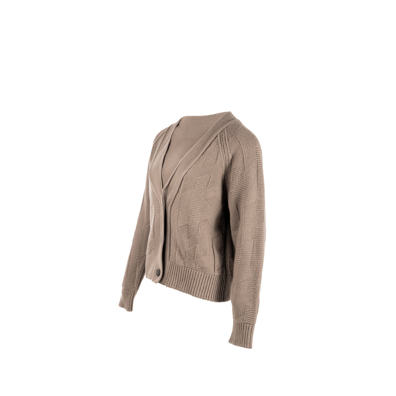 Hermes Size 34 H Pattern Cardigan Virgin Wool Gris / Etoupe