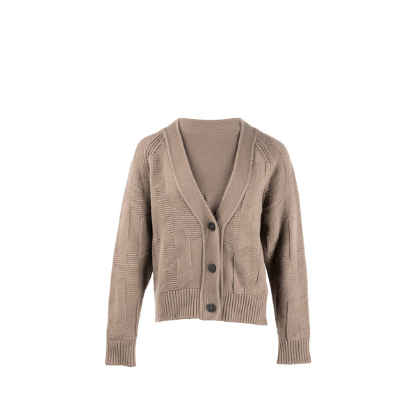 Hermes Size 34 H Pattern Cardigan Virgin Wool Gris / Etoupe