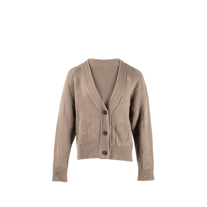 Hermes Size 34 H Pattern Cardigan Virgin Wool Gris / Etoupe