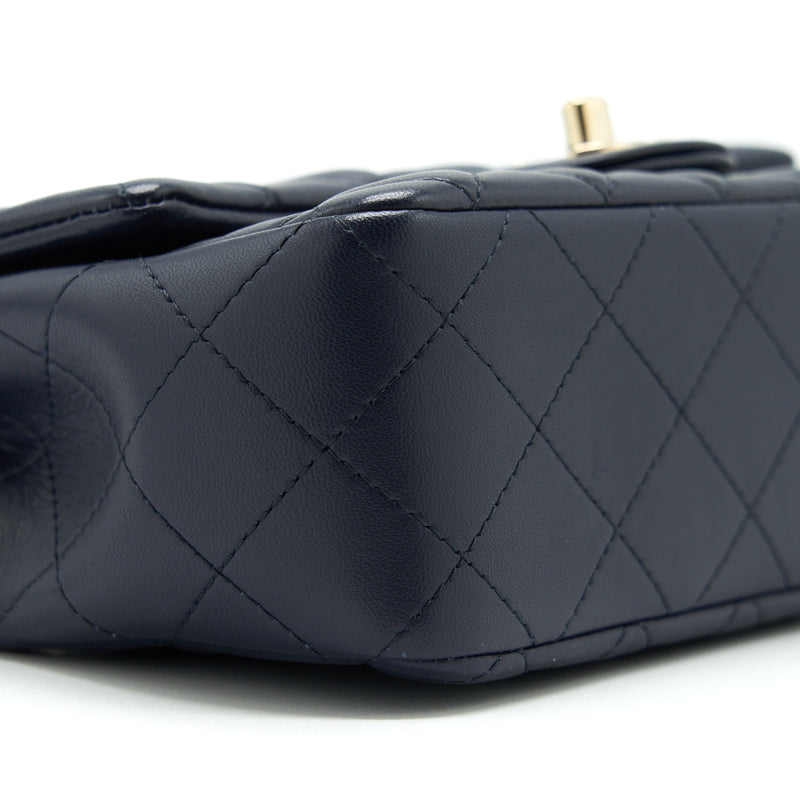 Chanel Mini Rectangular Flap Bag Lambskin Navy LGHW