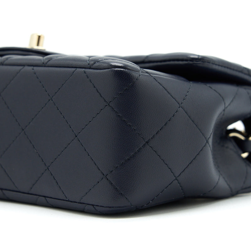 Chanel Mini Rectangular Flap Bag Lambskin Navy LGHW