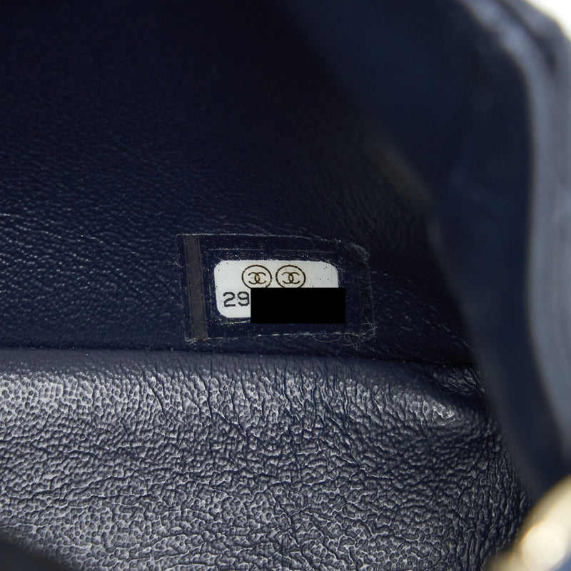 Chanel Mini Rectangular Flap Bag Lambskin Navy LGHW