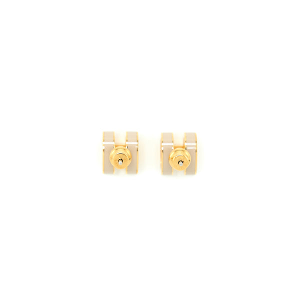 Hermes Pop H Earrings Marron Glacé Rose Gold