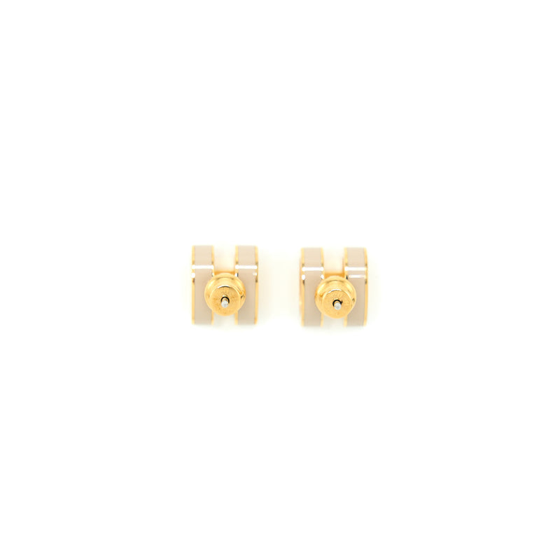 Hermes Pop H Earrings Marron Glacé Rose Gold