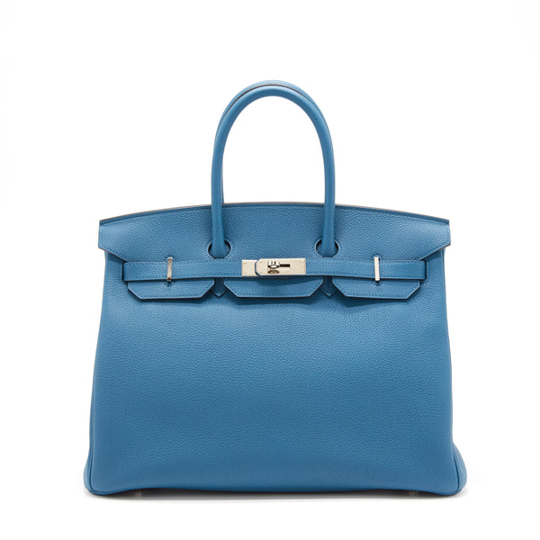 Hermes Birkin 35 Togo Bleu Cobalt SHW Stamp X