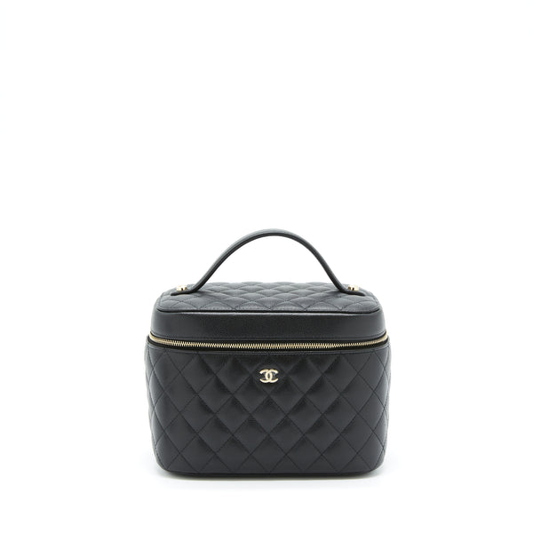 Chanel top handle vanity case caviar black with LGHW