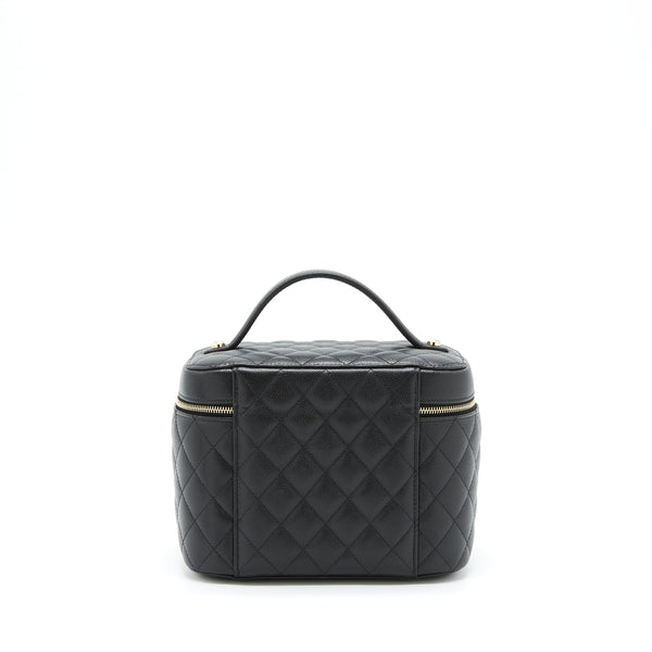 Chanel top handle vanity case caviar black with LGHW