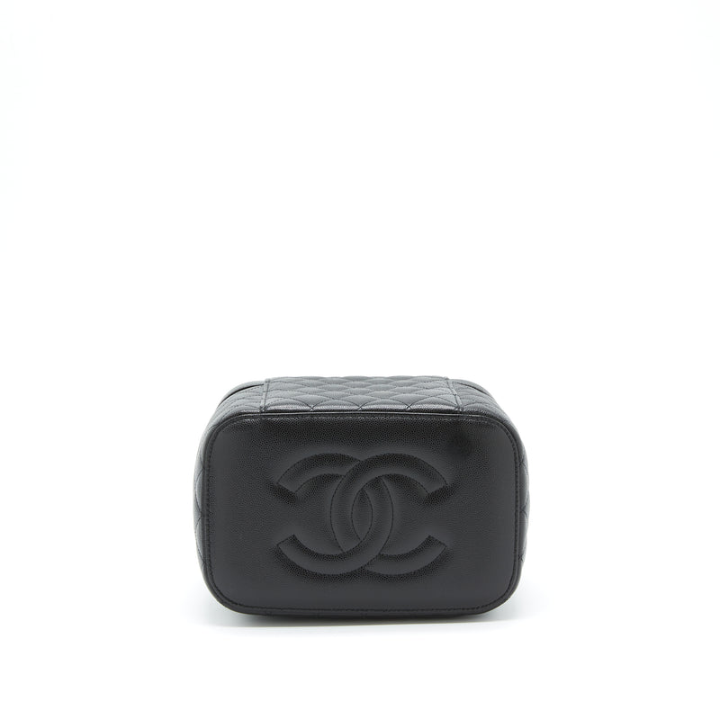 Chanel top handle vanity case caviar black with LGHW