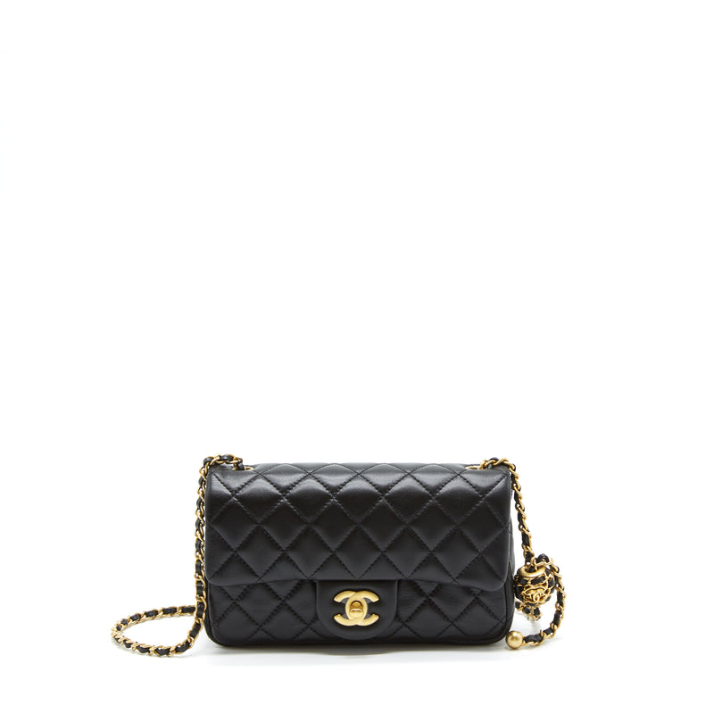 Chanel 22S Pearl Crush Mini Rectangular Flap Bag Lambskin Black GHW (M