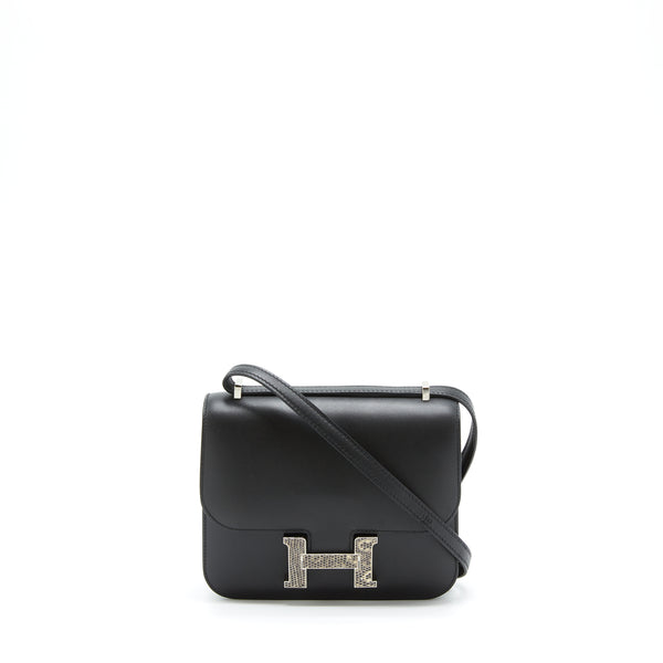 Hermes Mini Constance Monsieur Black With Lizard Buckle SHW Stamp Y