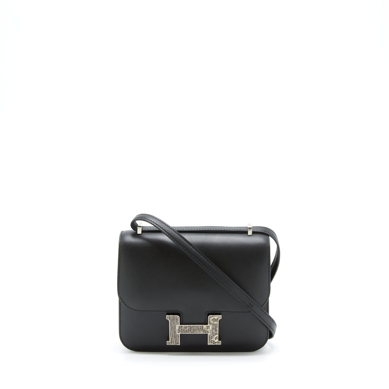 Hermes Mini Constance Monsieur Black With Lizard Buckle SHW Stamp Y
