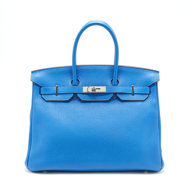 Hermes Birkin 35 Togo 7W Bleu Izmir SHW Stamp Square P