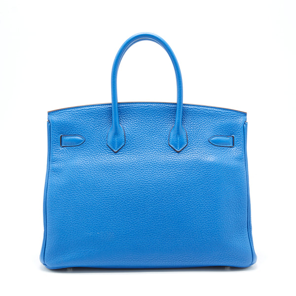 Hermes Birkin 35 Togo 7W Bleu Izmir SHW Stamp Square P