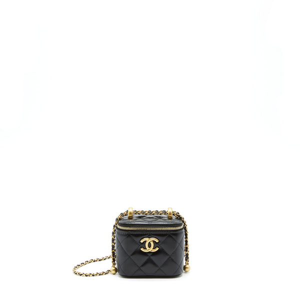 Chanel 21A Gold Crush Mini Vanity Case Calfskin Black Brushed GHW