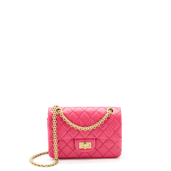 Chanel Mini 2.55 Reissue Flap Bag Aged Calfskin Hot Pink GHW