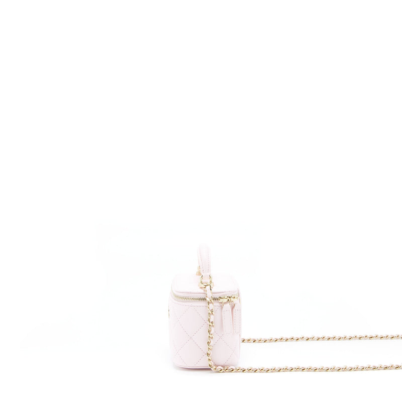 Chanel 22P Top Handle Mini Vanity With Chain Lambskin Light Pink LGHW