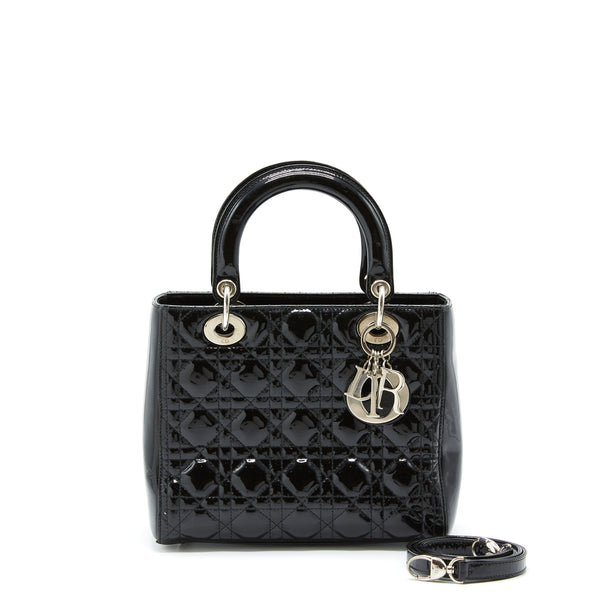 Dior Medium Lady Dior Patent Black SHW