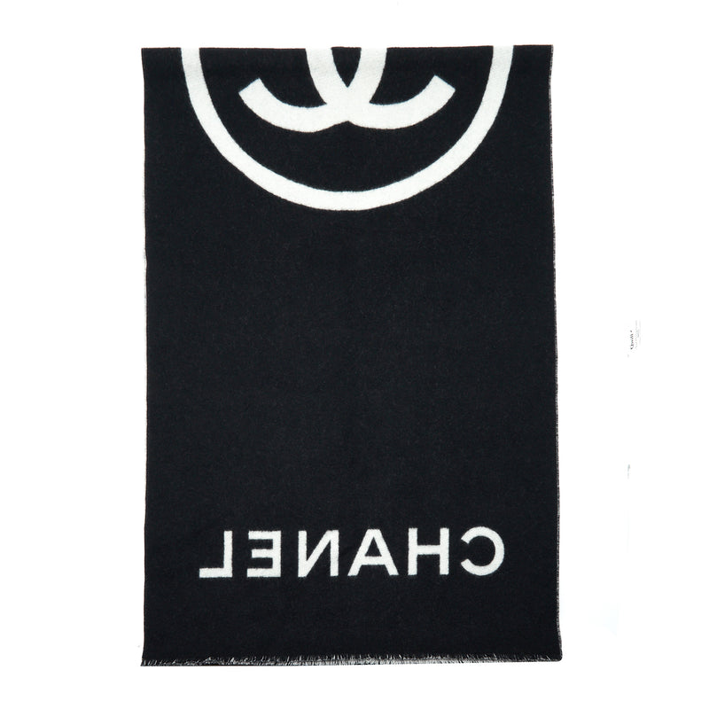 Chanel 21K Cashmere Scarf / Shawl Black And White