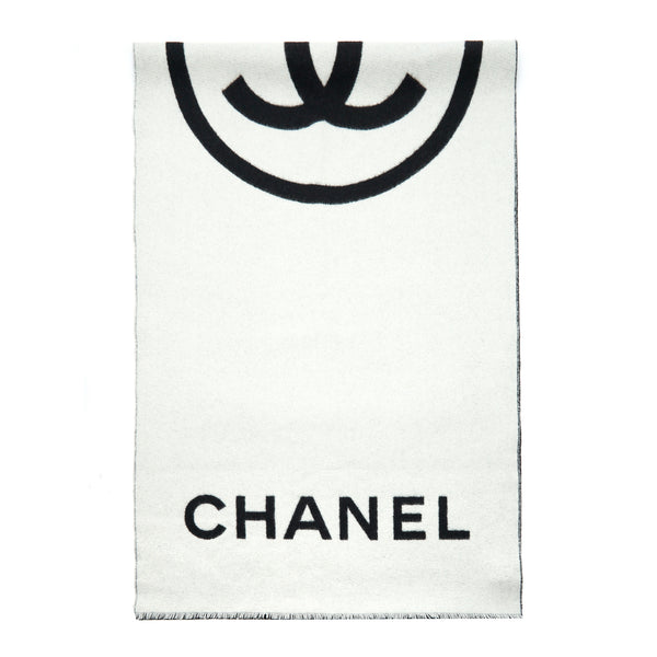 Chanel 21K Cashmere Scarf / Shawl Black And White