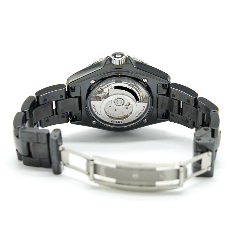 Chanel J12 Watch Calibre 12.1, 38mm Black Ceramic And Steel, Diamond Indicators H5702