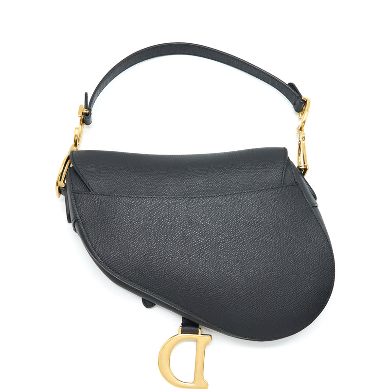 Dior Medium Saddle Bag Grained Calfskin Black GHW