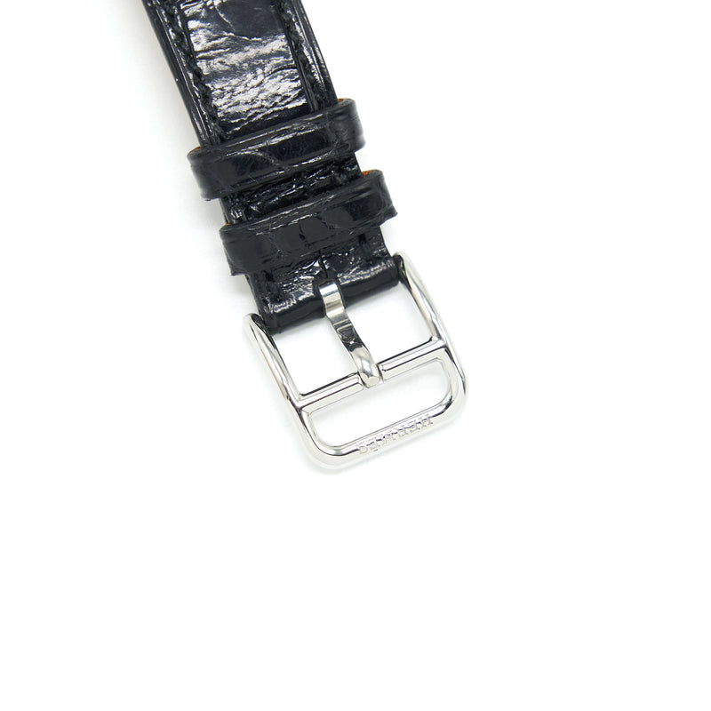 Hermes Heure H watch, Mini model, 21 mm Alligator Strap Black SHW