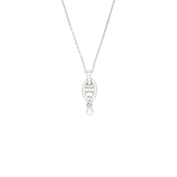 Hermes Chanine D’ancre Enchainee Pendant, Small Model White Gold With Diamonds