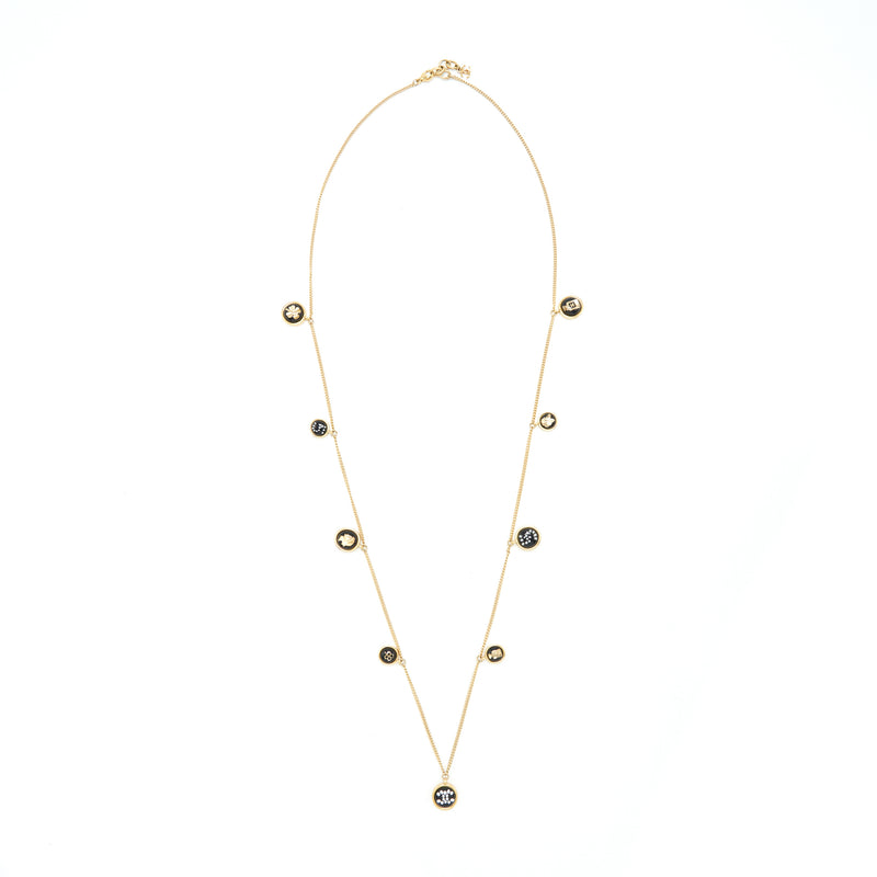 Chanel Charm Long Necklace Gold Tone