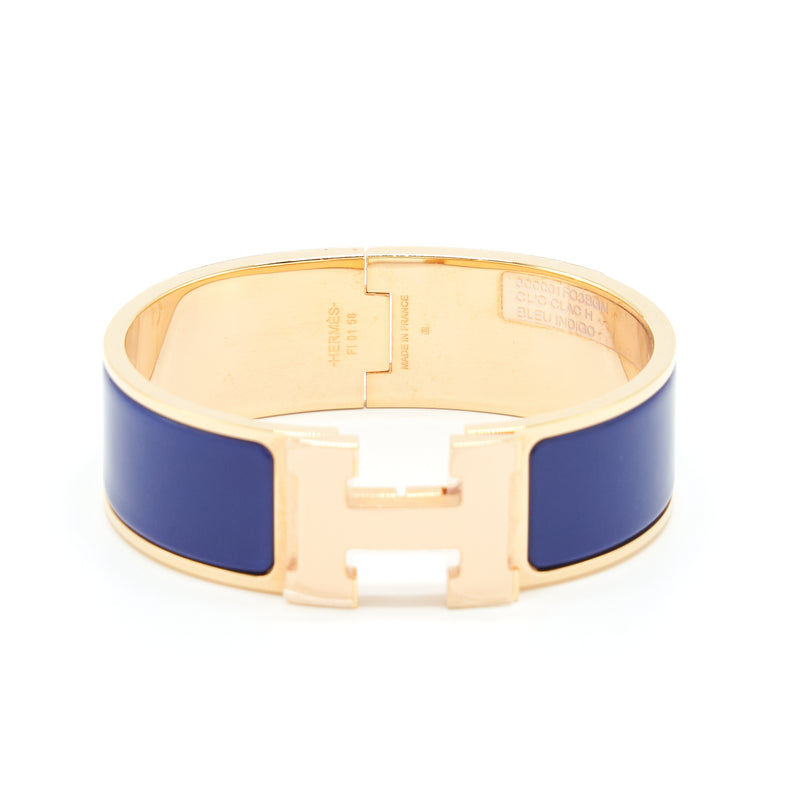Hermes Size GM Clic Clac H Bracelet Blue Indigo RGHW