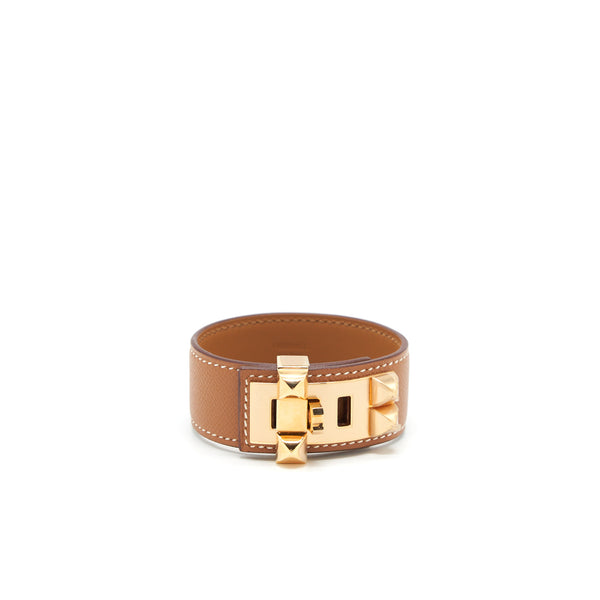 Hermes Size T3 Collier De Chien 24 Bracelet Epsom Gold RGHW