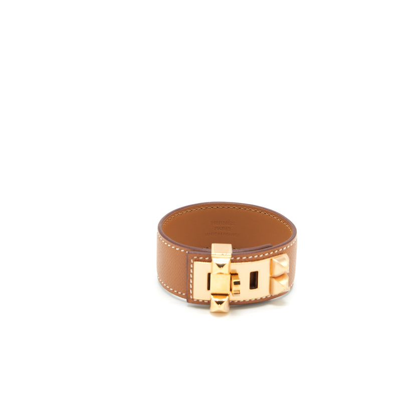 Hermes Size T3 Collier De Chien 24 Bracelet Epsom Gold RGHW