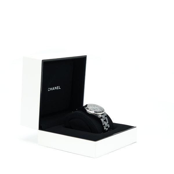 Chanel J12 Watch Calibre 12.1, 38mm Black Ceramic And Steel, Diamond Indicators H5702