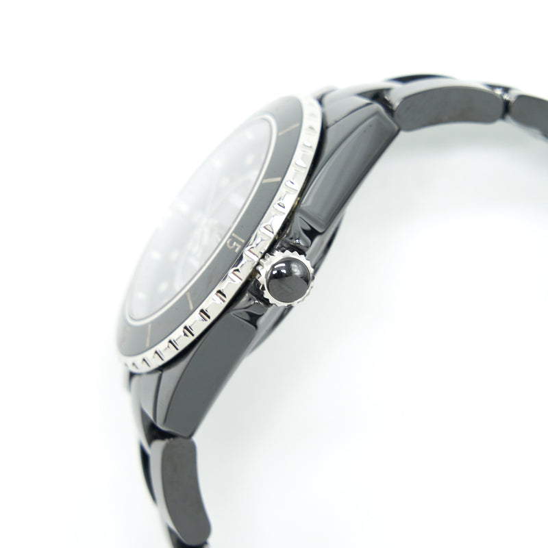 Chanel J12 Watch Calibre 12.1, 38mm Black Ceramic And Steel, Diamond Indicators H5702
