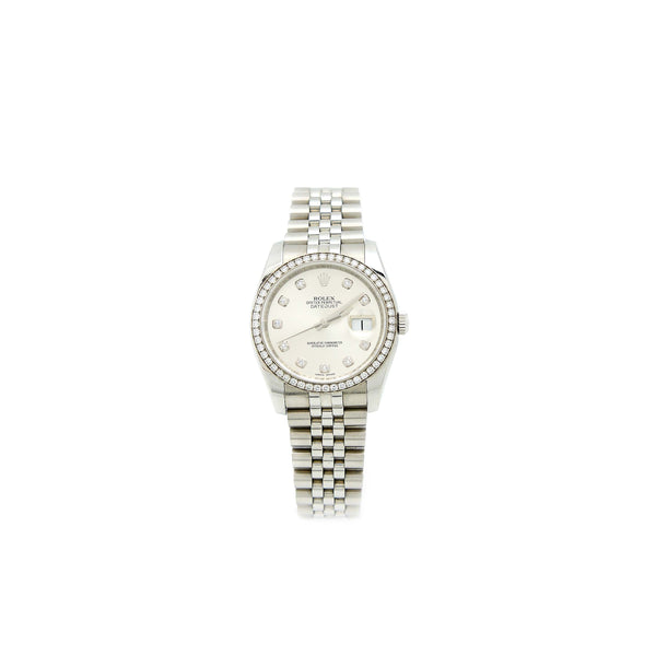 Rolex Datejust 36 Oyster Perpetual, Stainless Steel ladies watch with Diamonds Model 116244