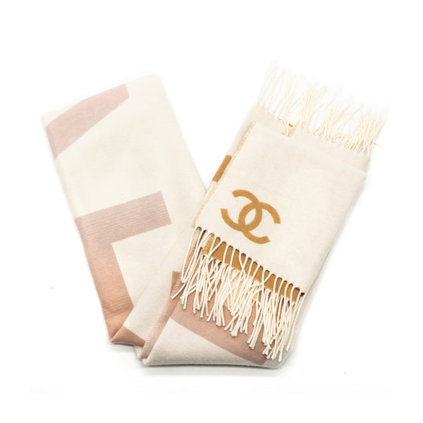 Chanel Cashmere And Wool Multicolour Scarf Pink/ Beige/ Cream