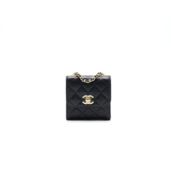 Chanel Lambskin Quilted Mini Trendy CC Chain Wallet Black