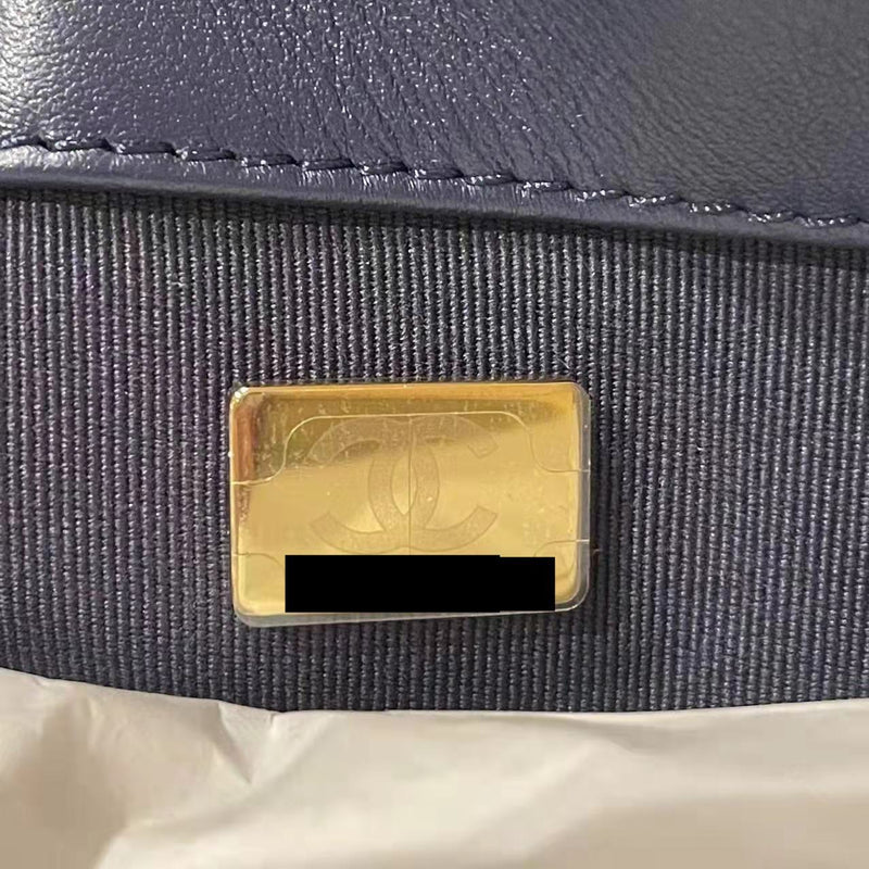 Chanel 22P Small 19 Bag Denim Blue With Gold And Silver Hardware