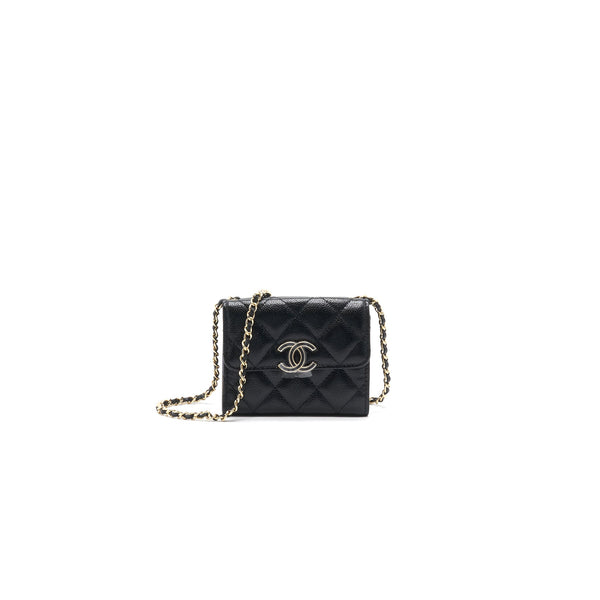 Chanel Caviar Small Flap Wallet With Chain