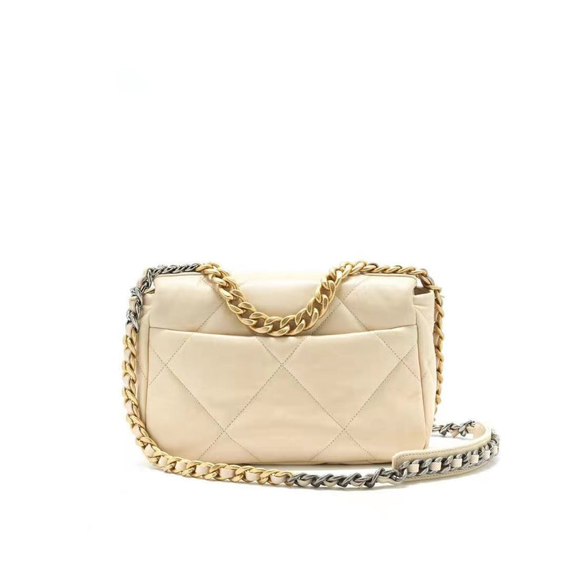 CHANEL SMALL 19 BAG BEIGE GOAT SKIN