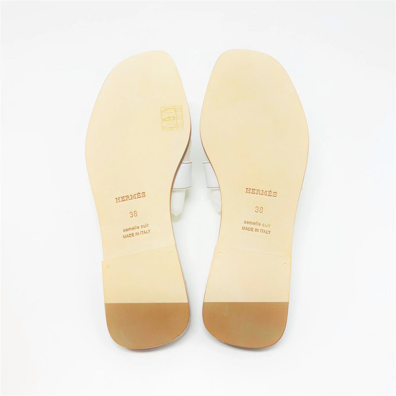 Hermes Size 38 Oran Sandal Box Blanc