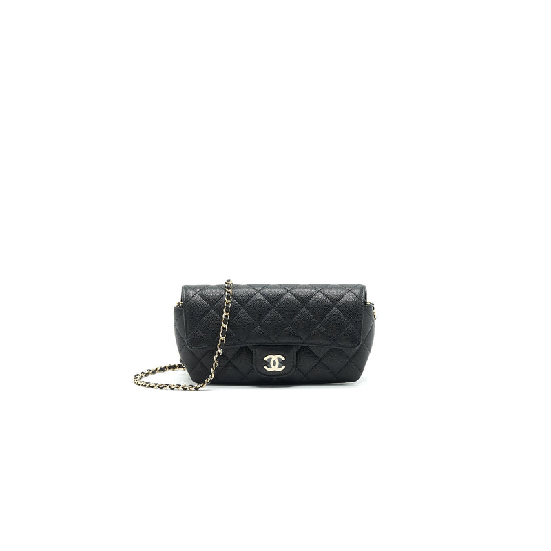 Chanel Classic Glasses Case with Chain Black in Leather with Gold-tone - US