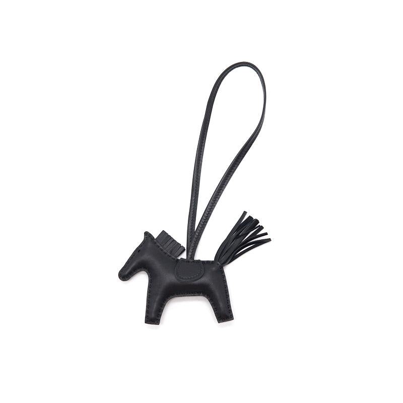 Hermes Horse Black Leather Charm - EMIER