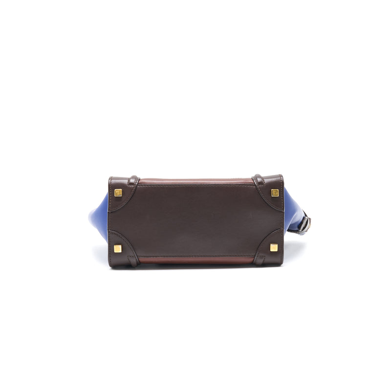 Celine Micro Luggage Bag Burgendy, Brown, Blue