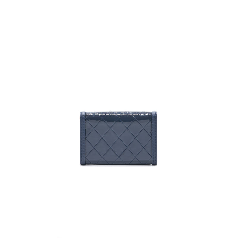 Chanel Flap Wallet Patent Leather Dark Blue Serial 20