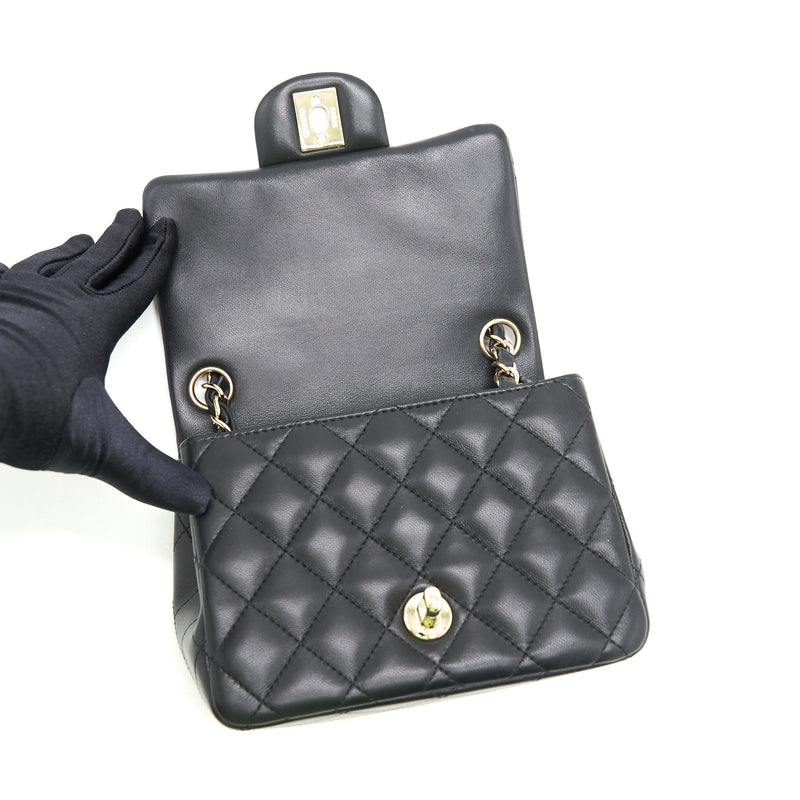 Chanel Mini Square Lambskin Black LGHW