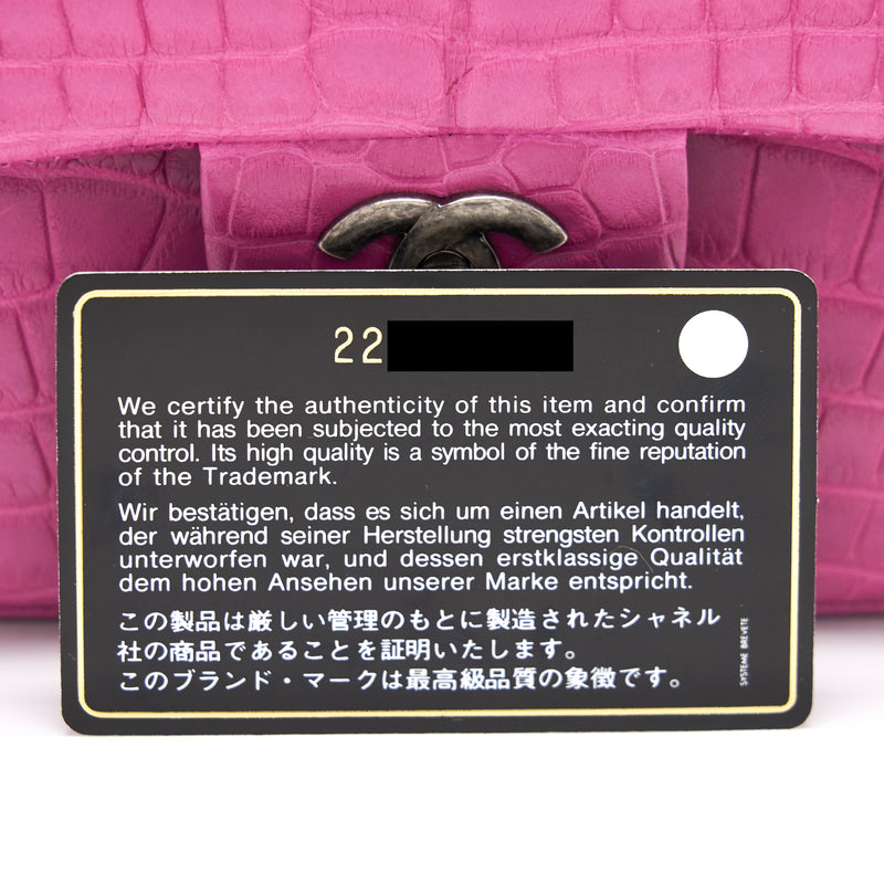 Chanel Alligator Medium Classic Double Flap Bag Pink SHW