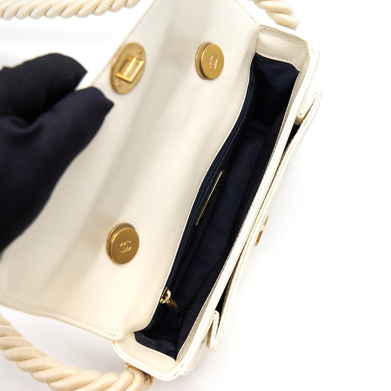 Chanel CC Leather Flap Bag White GHW