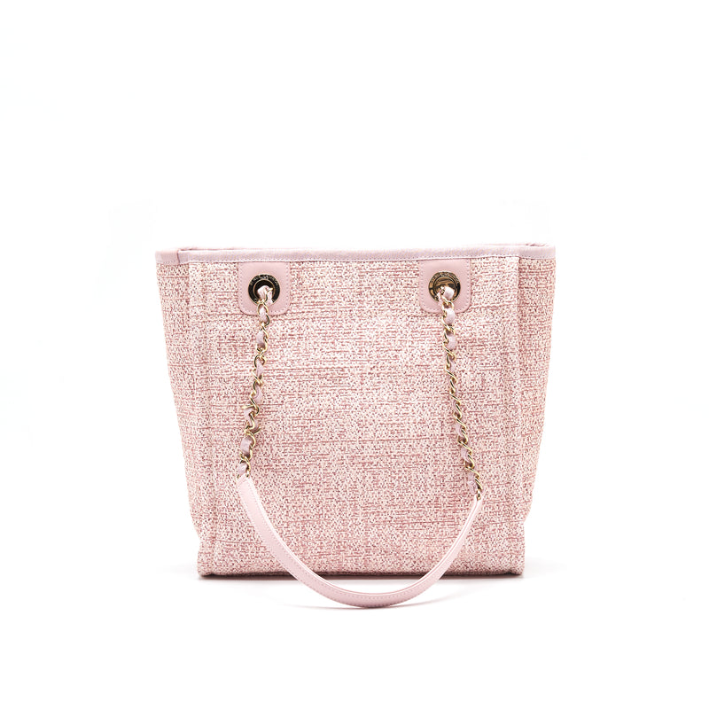 Chanel Deauville PM Tote Bag Canvas Pink SHW