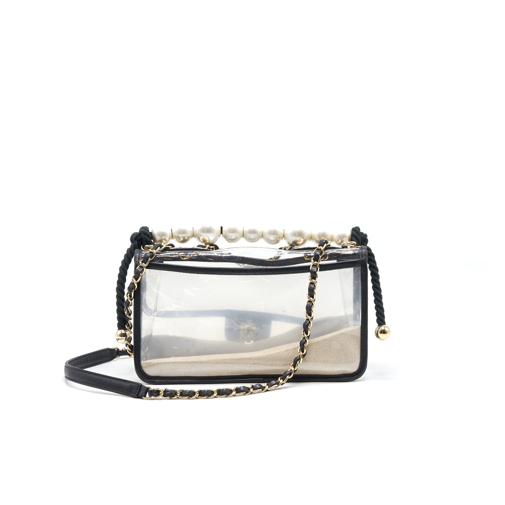 Chanel Sand By The Sea Flap Bag Pearl PVC Clear –